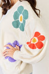 Hazel Blues® |  J.NNA Open Front Flower Pattern Long Sleeve Sweater Cardigan