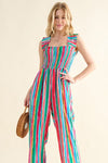 Hazel Blues® |  And The Why Striped Smocked Sleeveless Jumpsuit