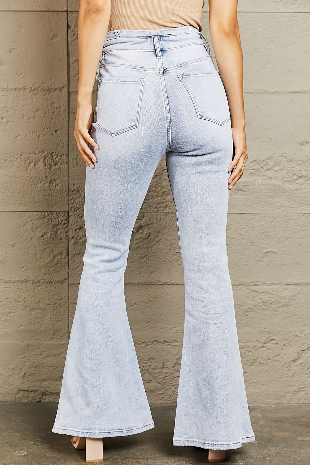 Hazel Blues® |  BAYEAS High Waisted Button Fly Flare Jeans