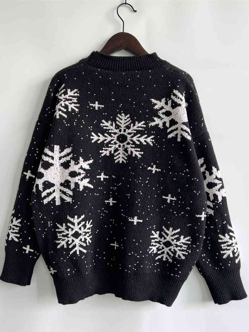 Hazel Blues® |  Snowflake Pattern Dropped Shoulder Sweater