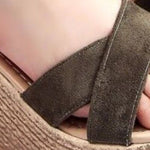 Hazel Blues® |  Crisscross Open Toe Wedge Sandals