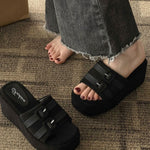 Hazel Blues® |  Open Toe Wedge Suede Sandals