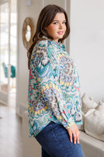 Hazel Blues® |  In the Willows Button Up Blouse in Teal Paisley