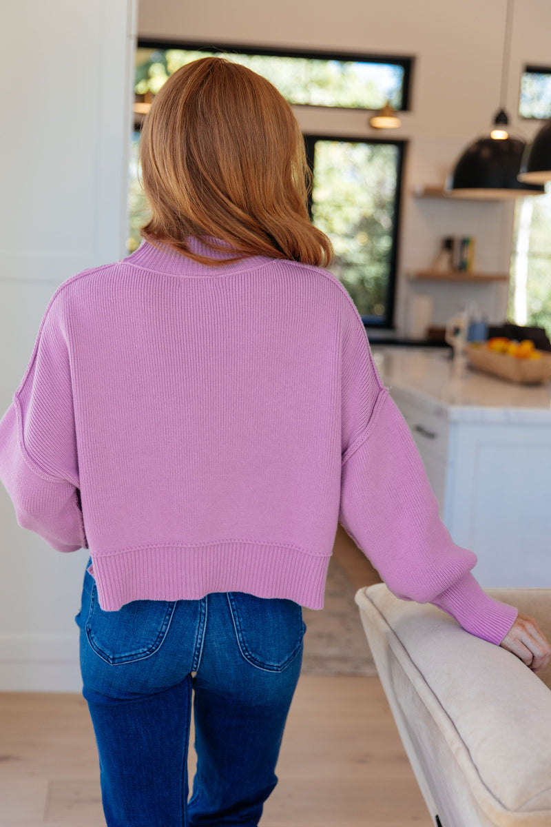 Hazel Blues® |  Mags Side Slit Cropped Sweater in Mauve