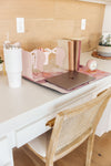 Hazel Blues® |  Say No More Luxury desk pad in Pink Marble