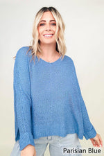 Hazel Blues® |  Petal Dew Round Neck Light Knit Sweater