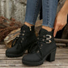 Hazel Blues® |  PU Leather Round Toe Block Heel Boots
