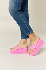 Hazel Blues® |  WILD DIVA Open Toe Platform Wedge Sandals