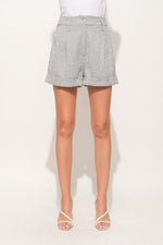 Hazel Blues® |  And The Why Pin Striped High Waist Rolled Shorts