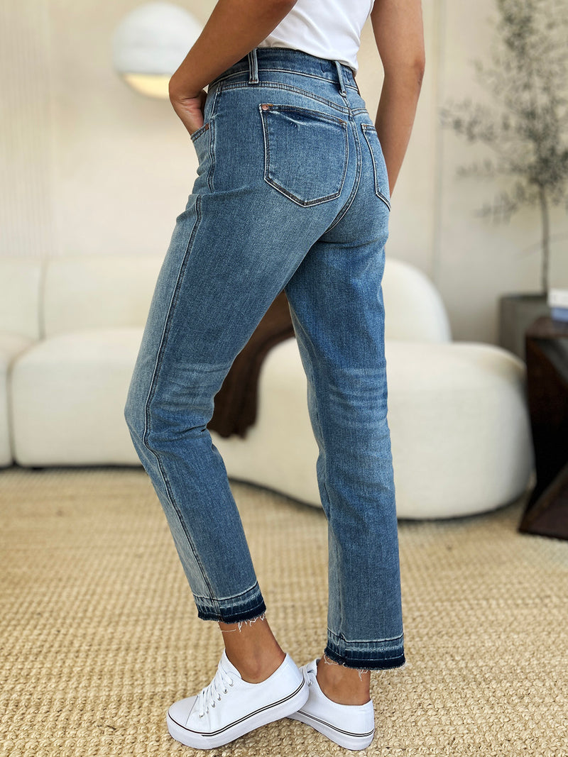 Hazel Blues® |  Judy Blue Mid Rise Rigid Magic Release Hem Jeans