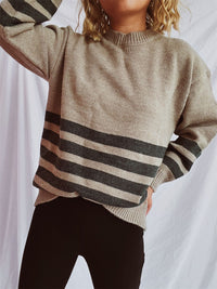 Hazel Blues® |  Striped Dropped Shoulder Long Sleeve Sweater