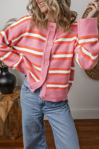 Hazel Blues® |  Striped Button Up Long Sleeve Cardigan