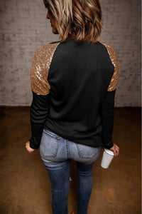 Hazel Blues® |  Sequin Round Neck Long Sleeve Blouse