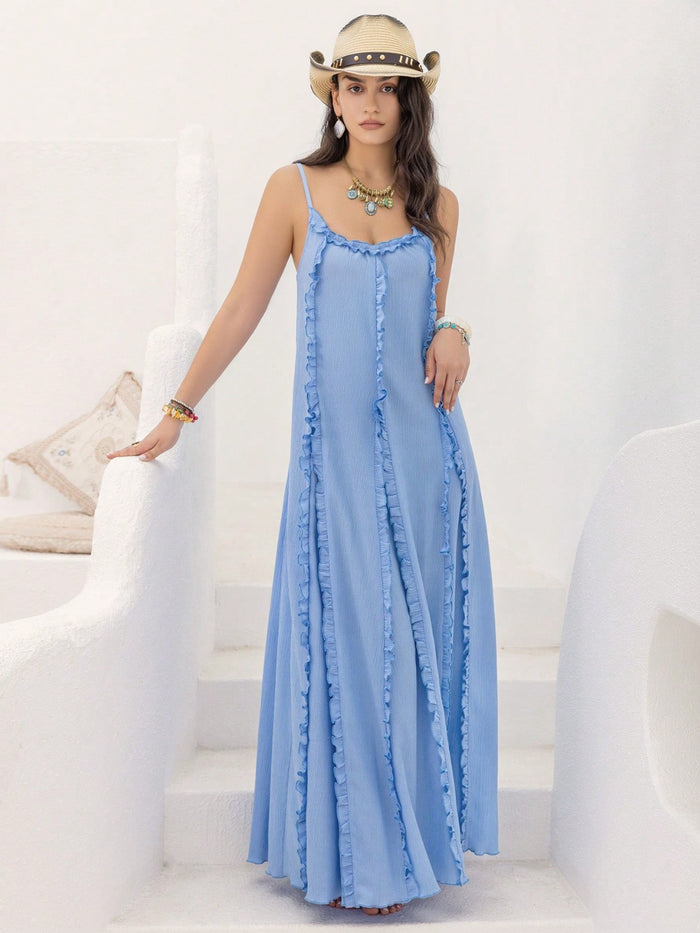 Hazel Blues® |  Frill Scoop Neck Maxi Cami Dress