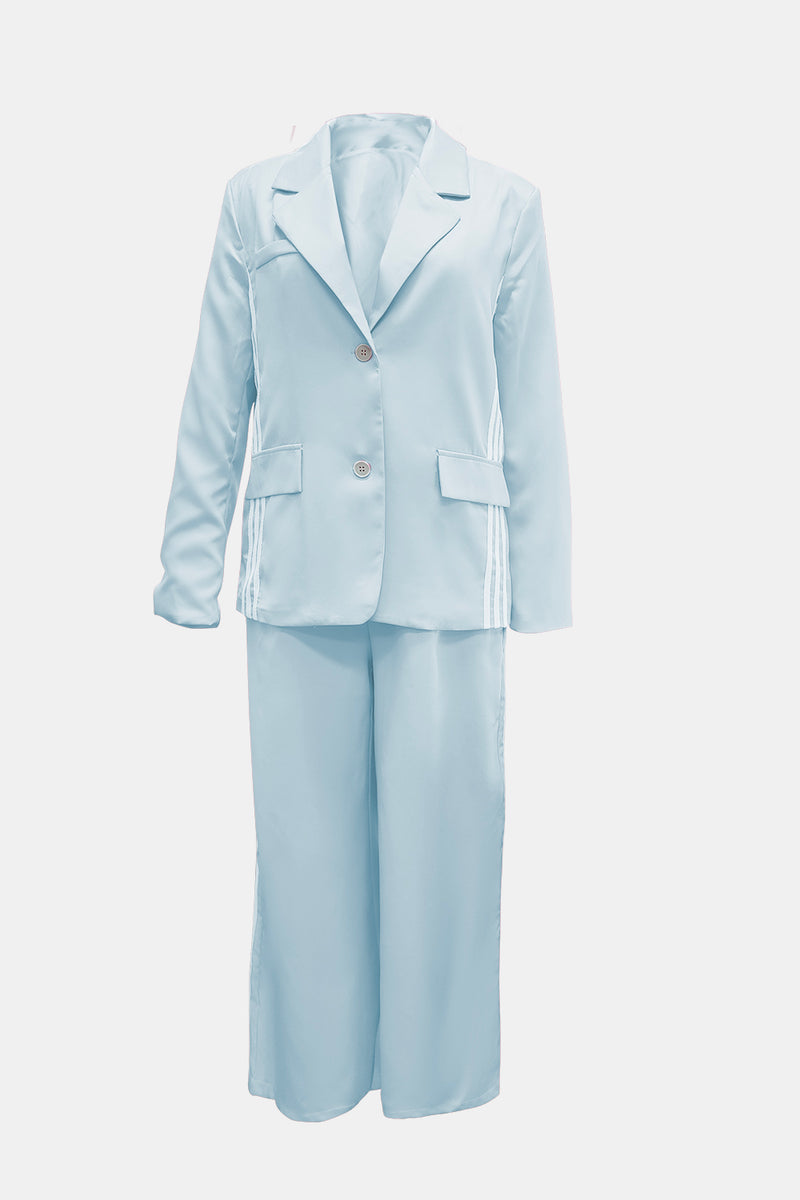 Hazel Blues® |  Side Striped Long Sleeve Blazer and Pants Set