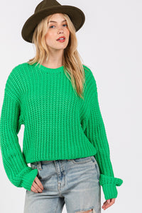 Hazel Blues® |  SAGE + FIG Round Neck Drop Shoulder Sweater