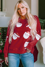 Hazel Blues® |  Fiery Red Santa Claus Sequin Graphic Sweatshirt