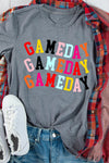 Hazel Blues® |  Gray Colorful GAME DAY Graphic Crew T Shirt