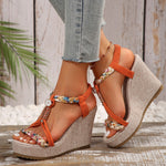 Hazel Blues® |  Braided Strap Wedge Sandals