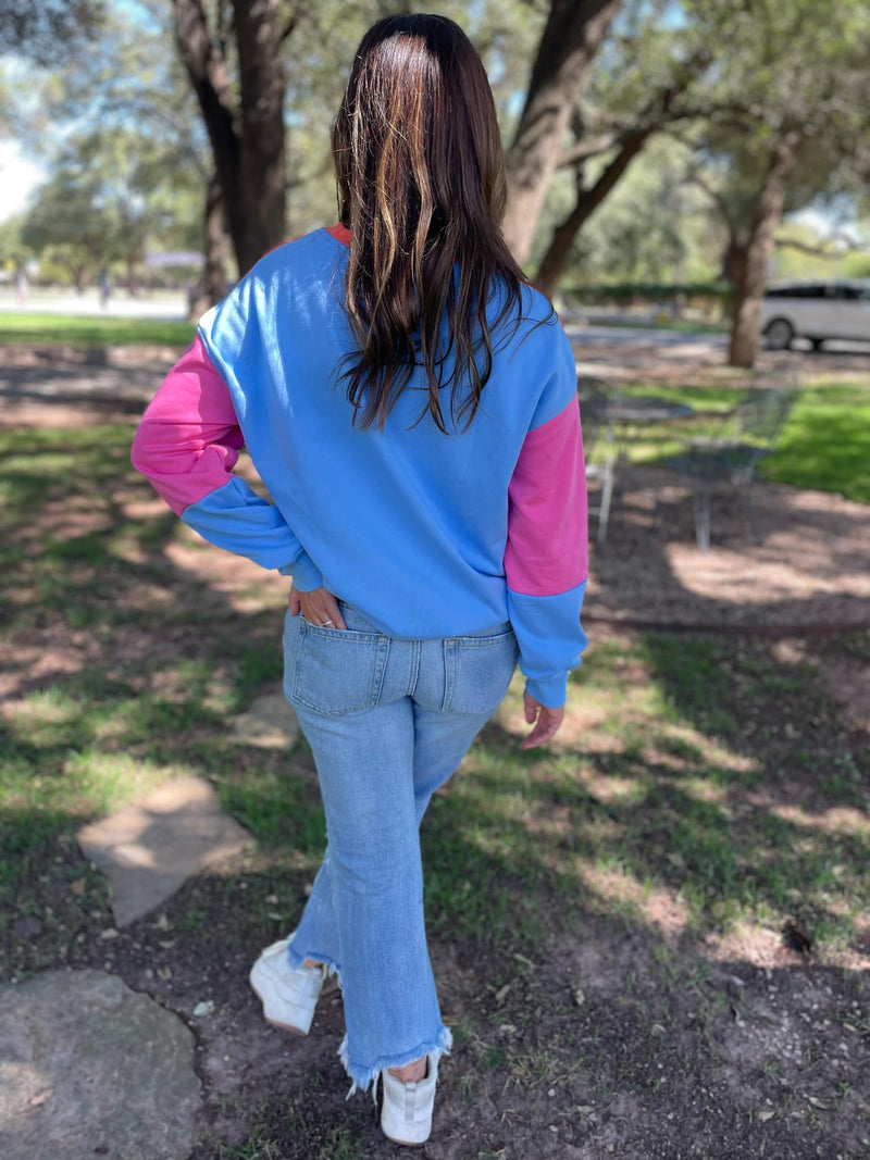 Hazel Blues® |  Finnley Colorblock Pullover in Four Colors
