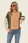 Hazel Blues® |  Double Take Texture Contrast Round Neck Long Sleeve T-Shirt
