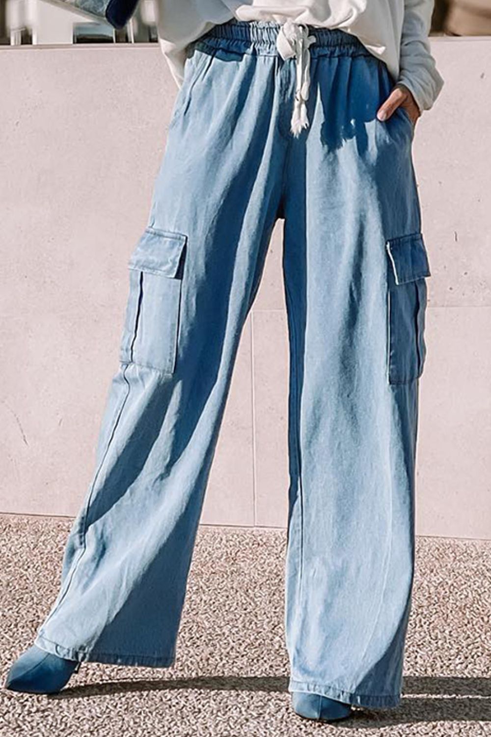 Hazel Blues® |  Drawstring Wide Leg Jeans with Pockets