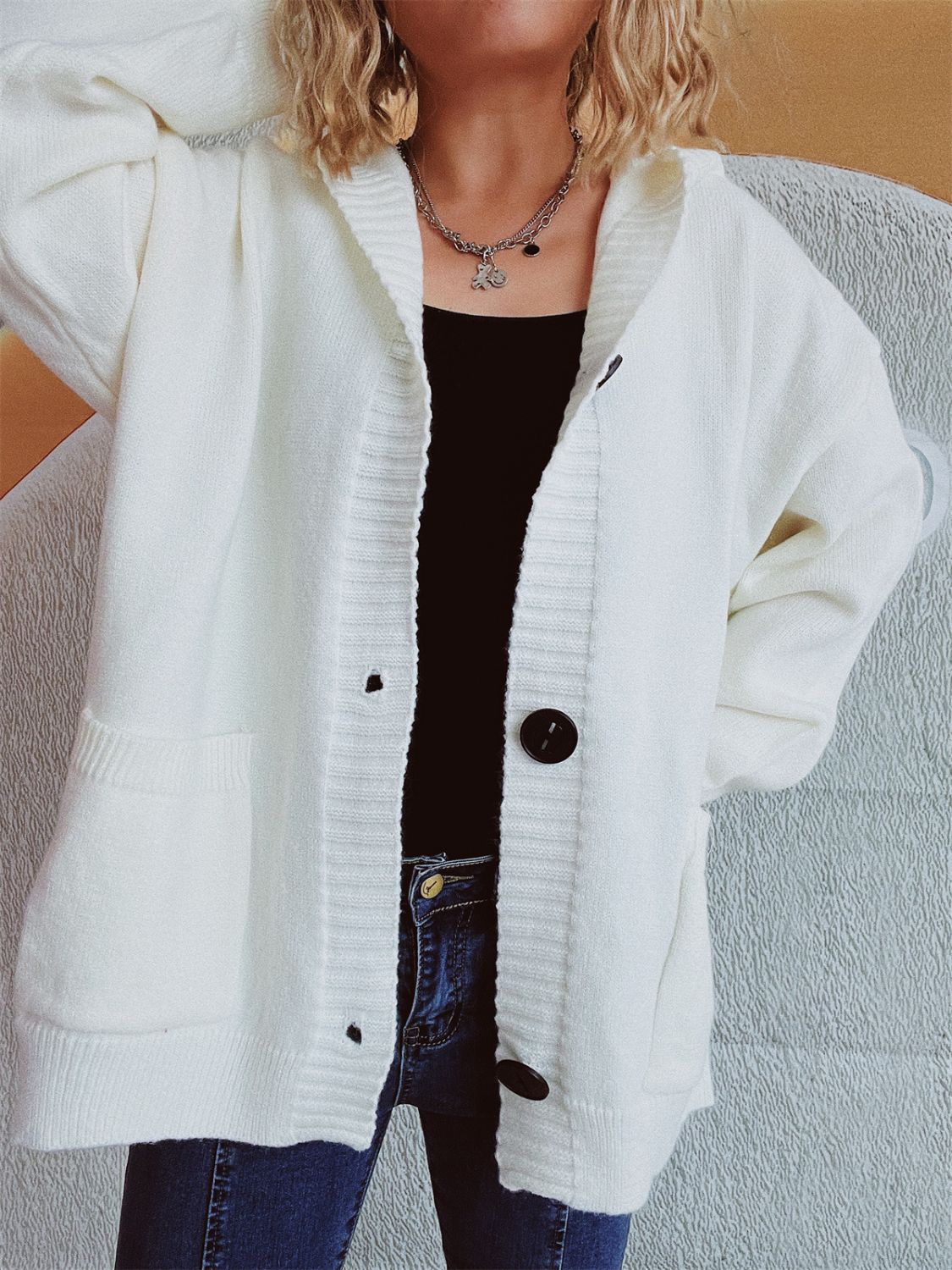 Hazel Blues® |  Dropped Shoulder Long Sleeve Hooded Cardigan