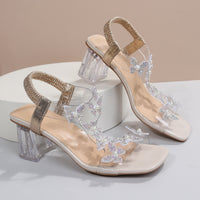 Hazel Blues® |  Butterfly Detail Open Toe Mid Heel Sandals