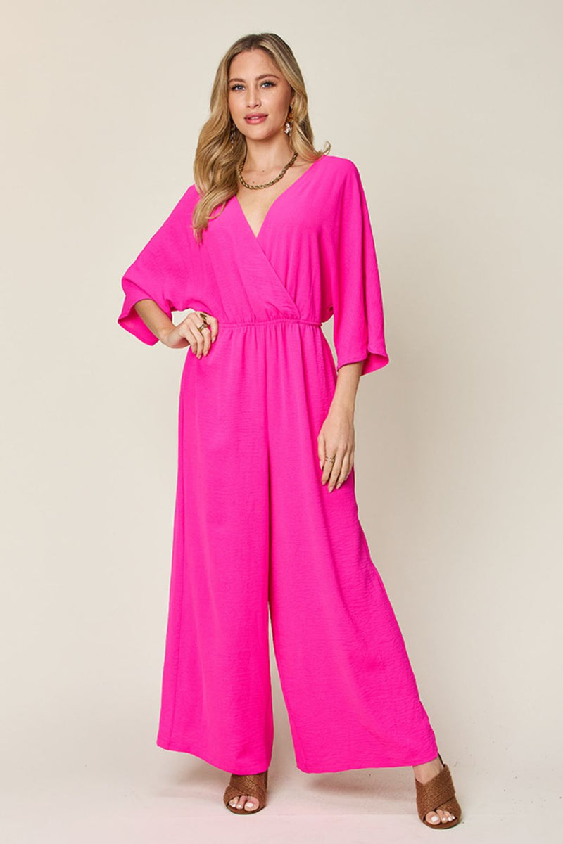 Hazel Blues® | Double Take Half Sleeve Wide Leg Jumpsuit