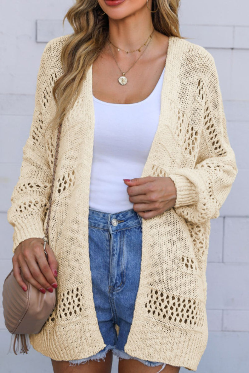 Hazel Blues® |  Openwork Open Front Long Sleeve Cardigan