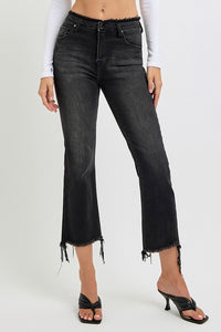 Hazel Blues® | RISEN Raw Hem Cropped Flare Jeans