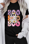 Hazel Blues® |  Black BOO Floral Ghost Print Crew Neck Halloween T Shirt