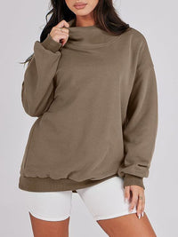 Hazel Blues® |  Mock Neck Drop Shoulder Long Sleeve Sweatshirt