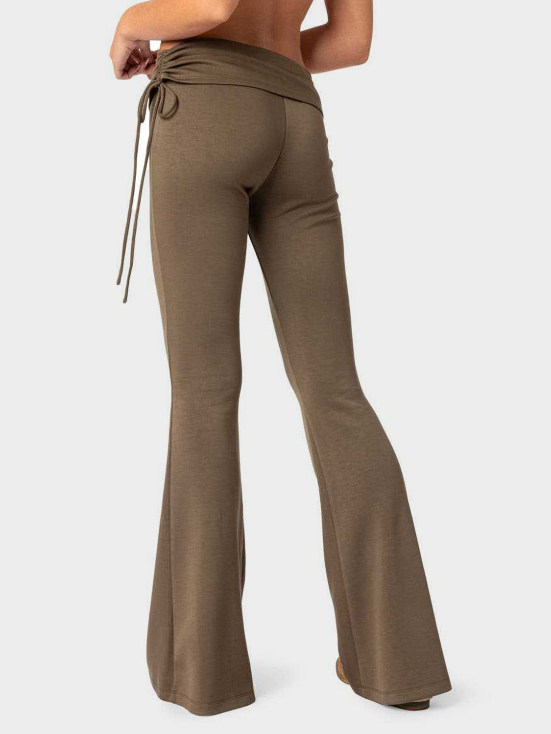 Drawstring Ruched Flare Pants