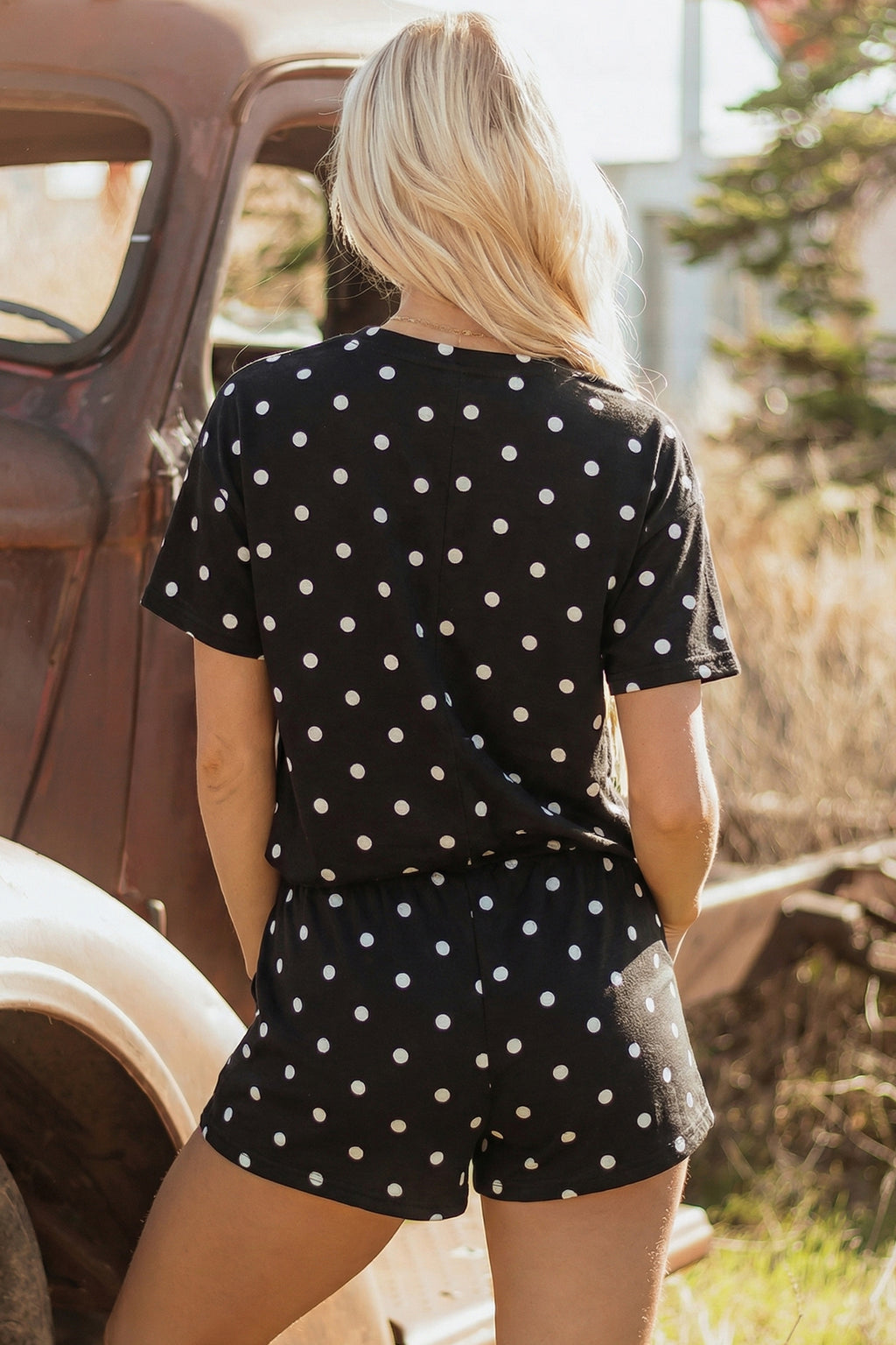 Harper Faith Black Polka-Dot Shorts Set