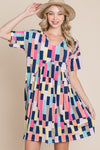 Hazel Blues® |  BOMBOM Ruched Color Block Short Sleeve Mini Dress