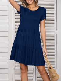 Hazel Blues® |  Round Neck Short Sleeve Mini Tee Dress