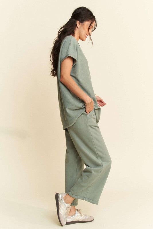 Hazel Blues® |  Davi & Dani Round Neck Short Sleeve Top and Pants Set