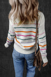 Hazel Blues® |  Striped Round Neck Dropped Shoulder Sweater