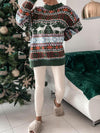 Hazel Blues® |  Geometric Round Neck Dropped Shoulder Sweater
