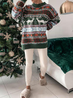 Hazel Blues® |  Geometric Round Neck Dropped Shoulder Sweater