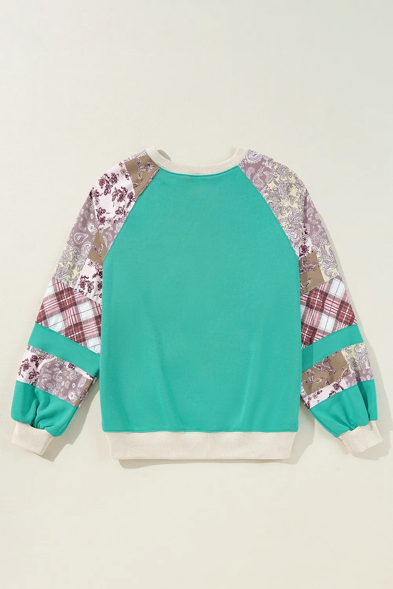 Hazel Blues® |  Printed Round Neck Long Sleeve Blouse