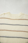 Hazel Blues® |  Multicolour Striped Ribbed Edge Drop Shoulder Sweater