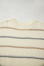 Hazel Blues® |  Multicolour Striped Ribbed Edge Drop Shoulder Sweater