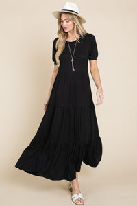 Hazel Blues® |  BOMBOM Short Sleeve Tiered Maxi Dress