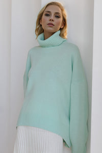 Hazel Blues® |  Basic Bae Turtleneck Dropped Shoulder Long Sleeve Sweater