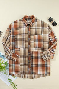 Hazel Blues® |  Plaid Snap Down Dropped Shoulder Shacket