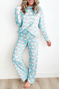 Hazel Blues® |  Santa Print Long Sleeve Top and Pants Lounge Set