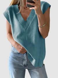 Hazel Blues® |  Mandy Ribbed V-Neck Sweater Vest