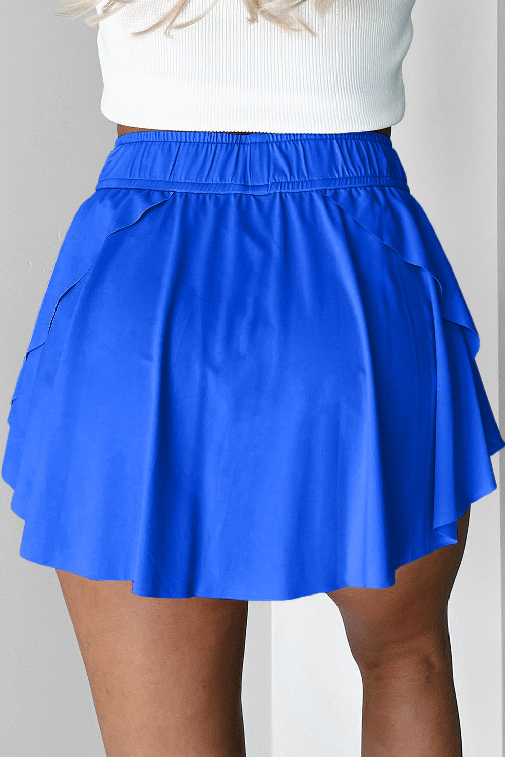 Adeline Hope Sky Blue Drawstring Elastic Waistband Lined Tennis Skorts